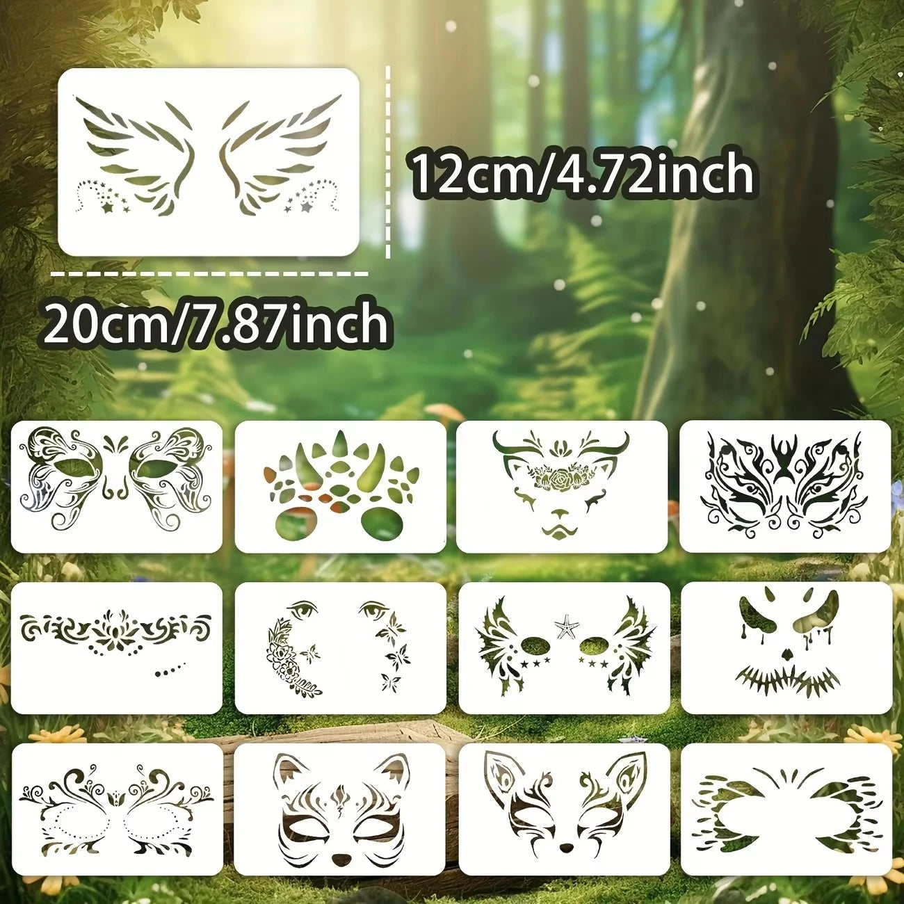 16 Reusable Pet Face Painting Stencils, Various Designs, Suitable for