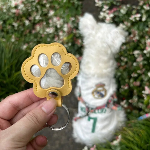 Memorial Leather Pet Hair Storage Bag Cat Paw Keychain Multifunctional