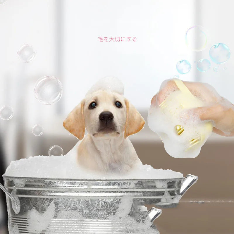 Silicone Pet Bath Brush for Puppy Dogs, 2 in 1 Pet Bath Brush Soft