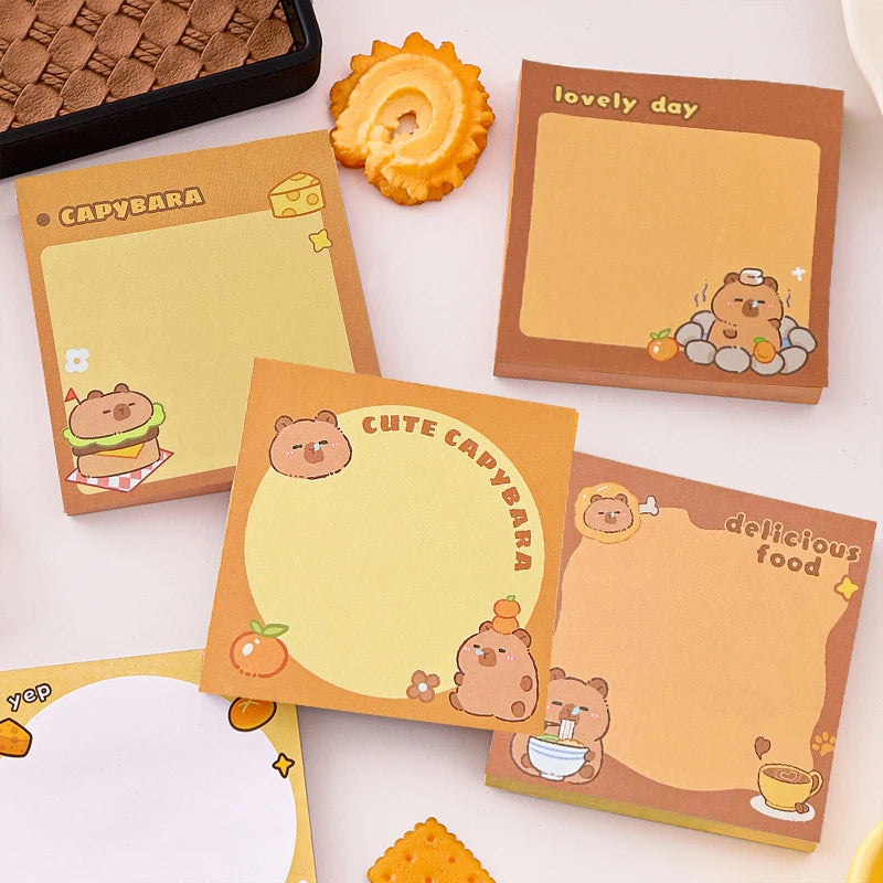 50/200PCS Cute Cartoon Capybara Memo Pad Stickers School Supplies