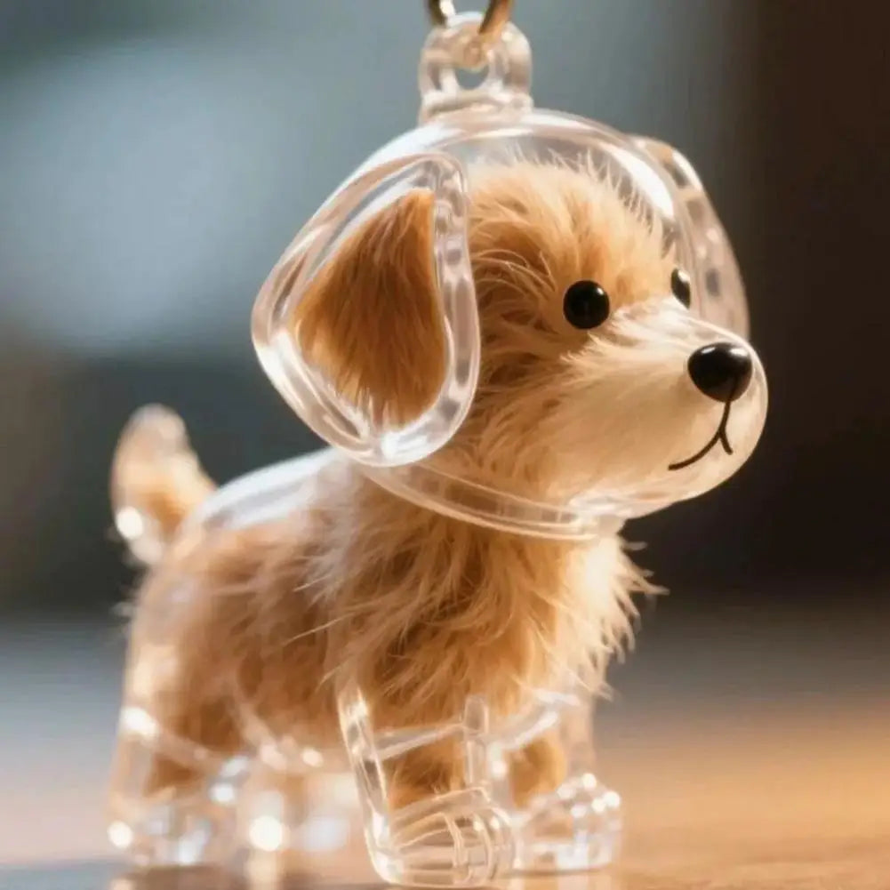 Clear Pet Hair Keychain Cute Dog Fur Keepsake Holder Creative