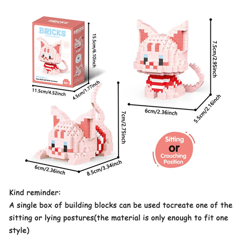 Micro Mini Super Cute Micro Cat Building Kit Tiny Pet Series Doll