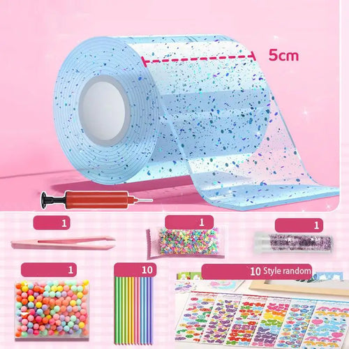 PET Nano Glue Knead Music Double Sided Tape Blow Bubbles Full Set Of