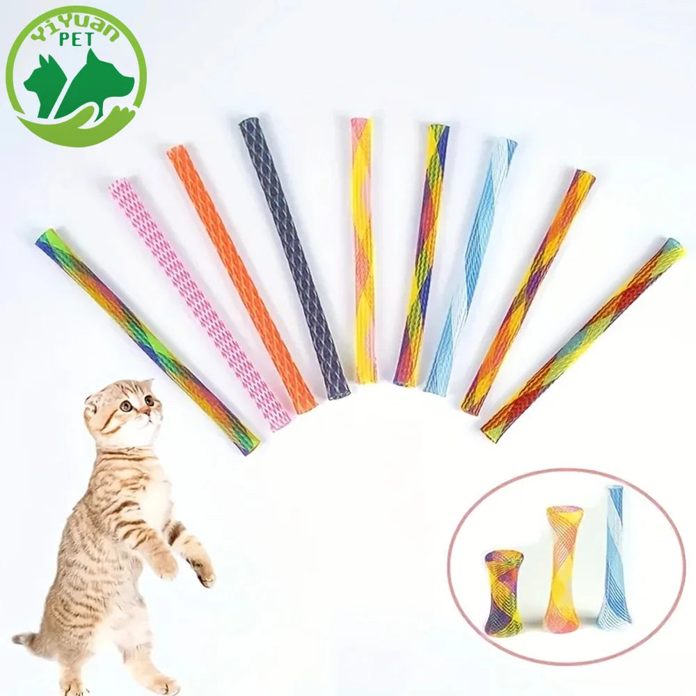 Folding Spring Shaped Toys  Colored Elastic Spring  Interactive Cat
