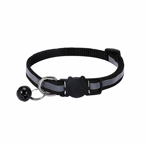 Adjustable Reflective Breakaway Cat Collar with Bell Safety Elastic