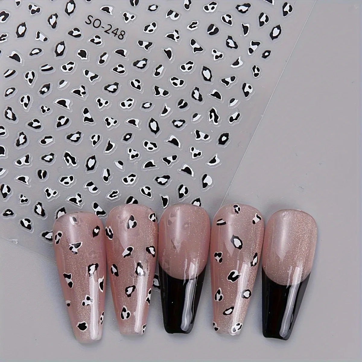 3PCS Meilad leopard print nail stickers, easy to apply for DIY nail
