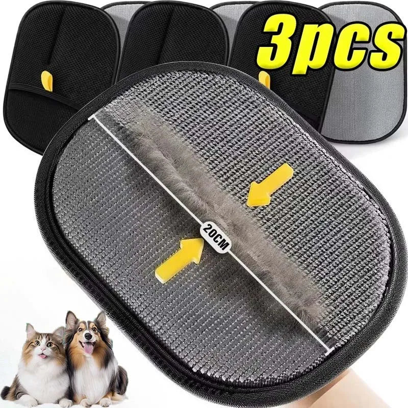 3pcs Pet Grooming Cleaning Glove Double-Sided Washing Dog Cat Glove