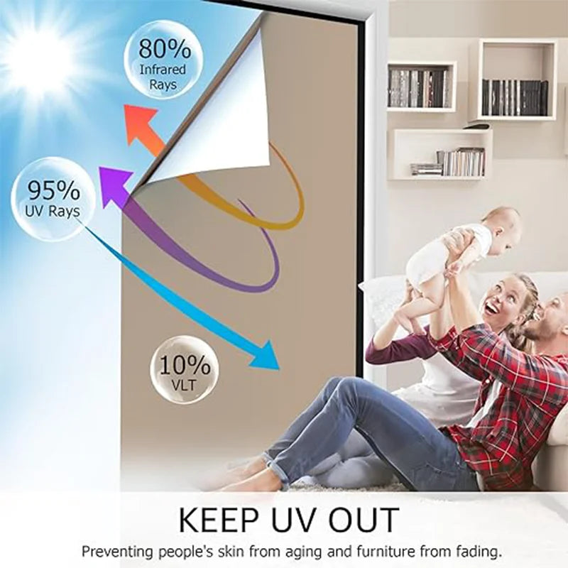 Window Privacy Film One Way Daytime Privacy Self-adhesive Vinyl Sun
