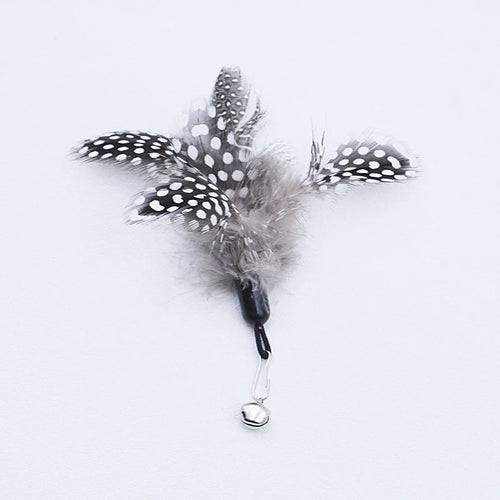 Wooden handle spring teasing cat stick pearl feather replacement head