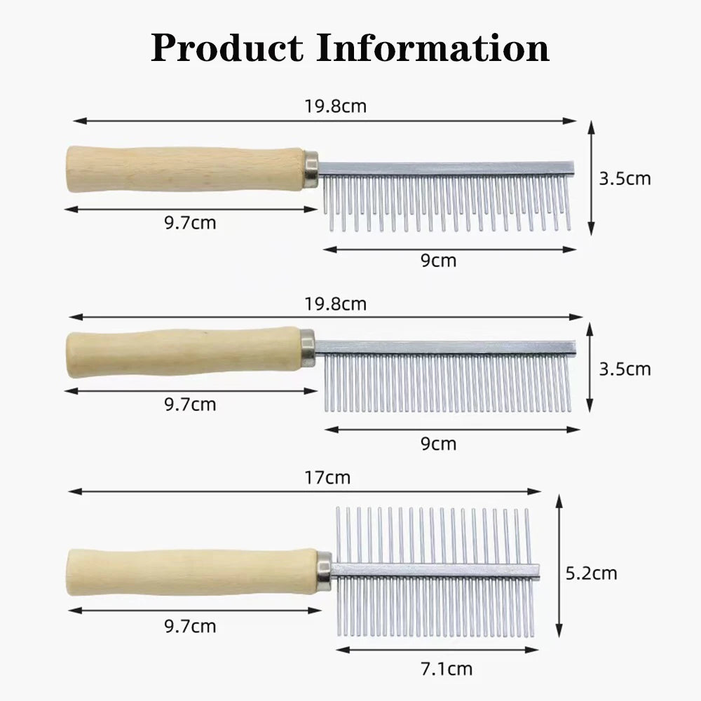 1Pcs Pet Wooden Handle Comb Cats/Dogs Stainless Steel Beauty Comb Pet