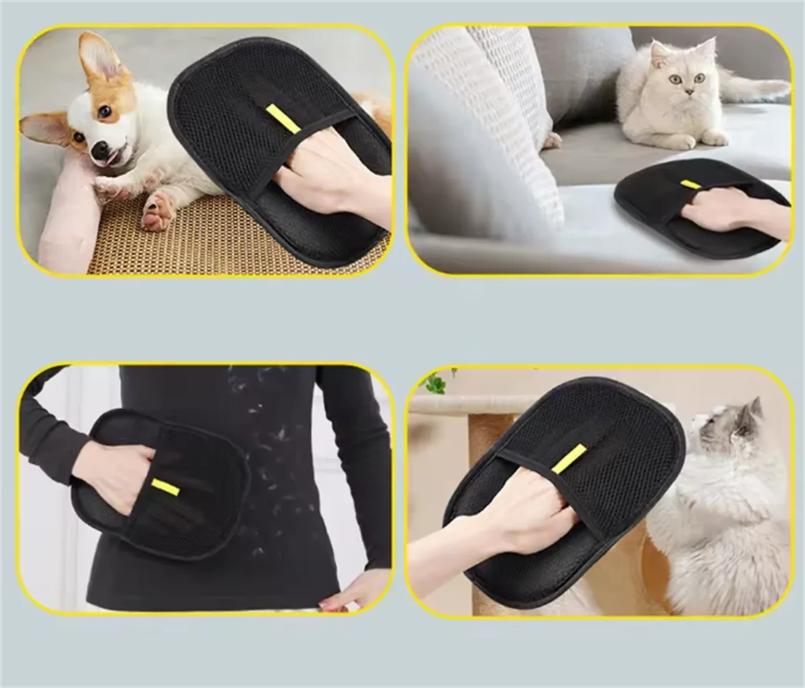 Pet Hair Removal Tool Reusable Static Removal Gloves, Double-Sided