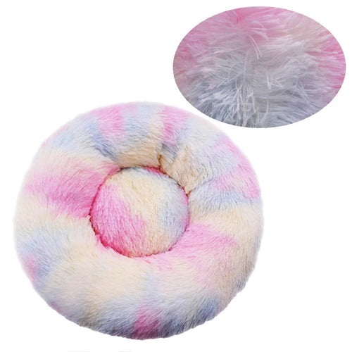 Round Dog Bed Winter Warm Cat Bed Plush Basket for Dog Washable Pet