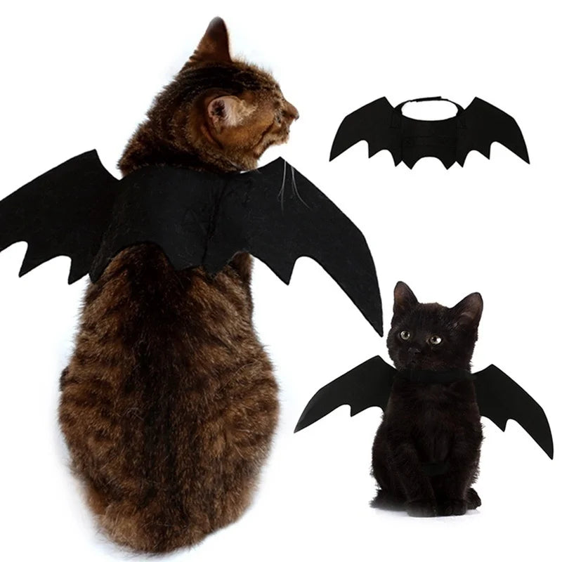 Halloween Cute Pet Clothes Black Bat Wings Harness Costume Cosplay Cat