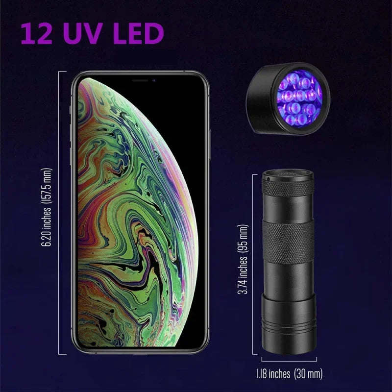 12/21/51 LED Protable UV Flashlight Black Light 395 NM Ultraviolet
