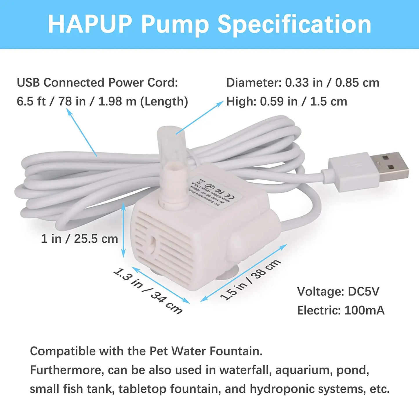 Pet Cat Water Pump Fountain Anti-dry Burning Motor Replacement for Cat