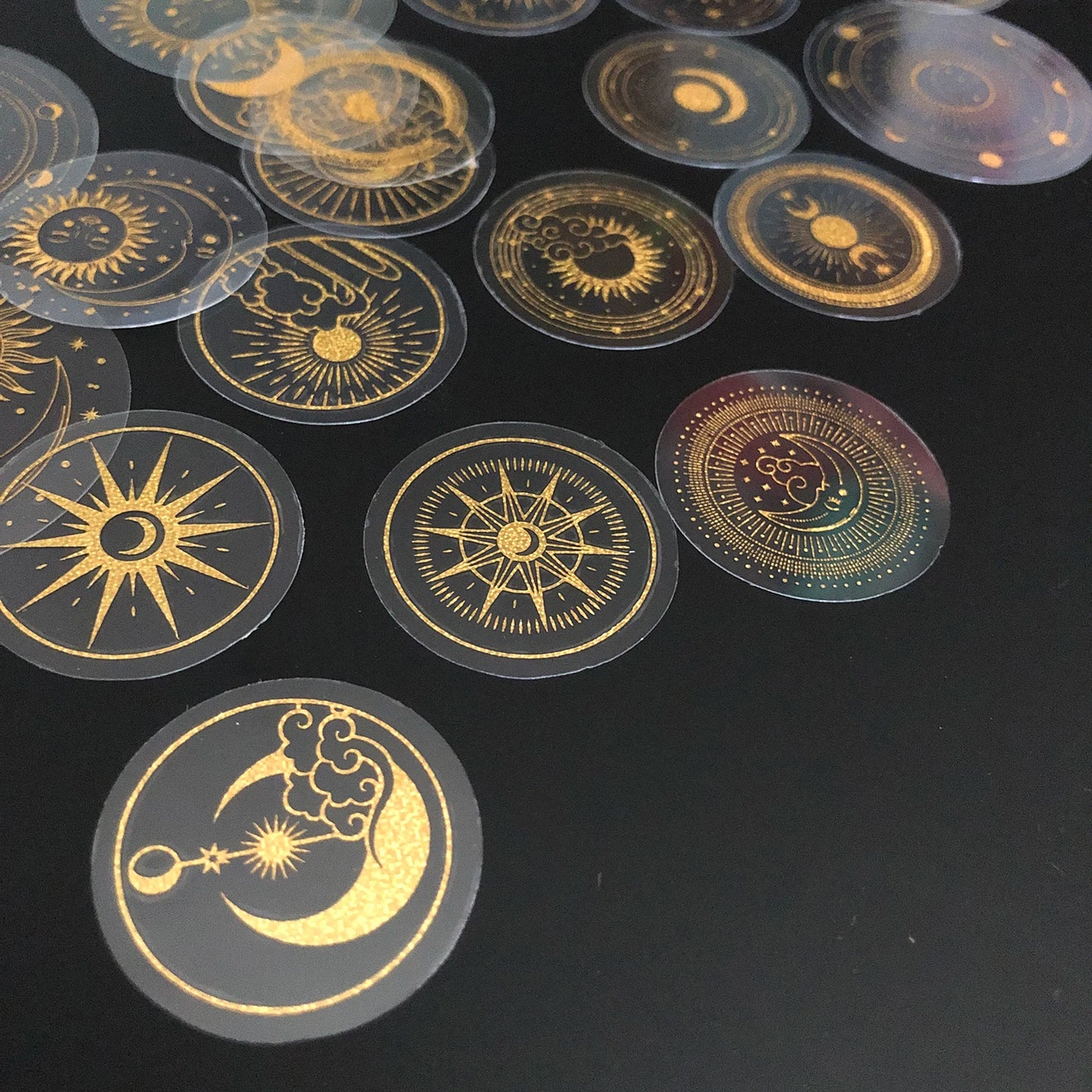 70 pcs Glitter Gold PET Adhesive Stickers Waterproof Transparent