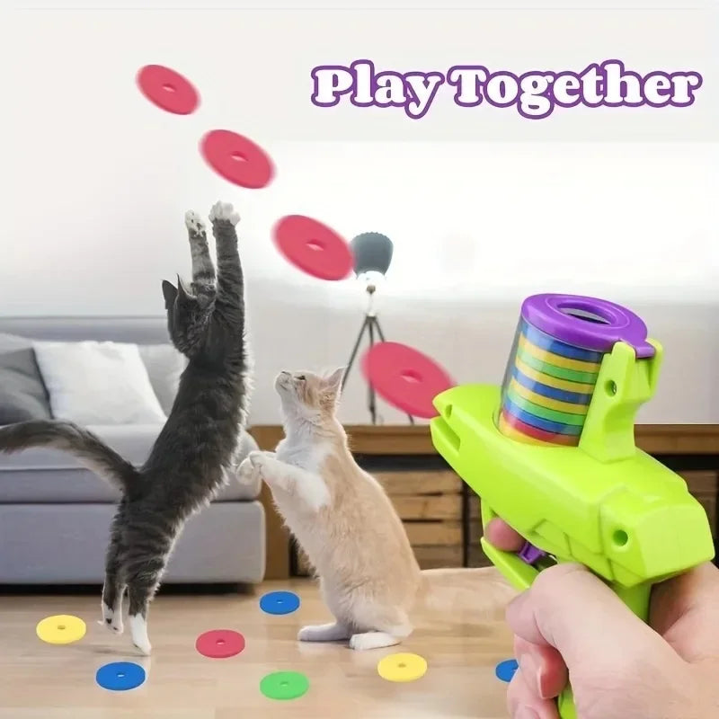 Mini Carrot Flying Disc Launcher Toy, Chew Proof Durable, Catnip Bell