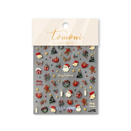 5D embossed nail art sticker high quality Christmas series nail