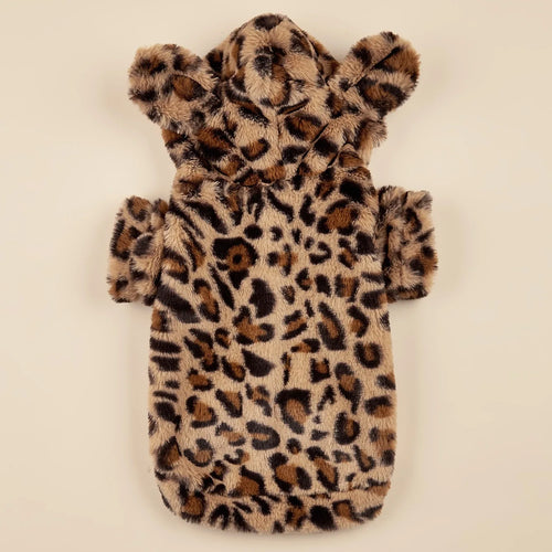 Pet Hoodie For Small & Medium Dogs, Leopard Dog Hoodie With Ears,
