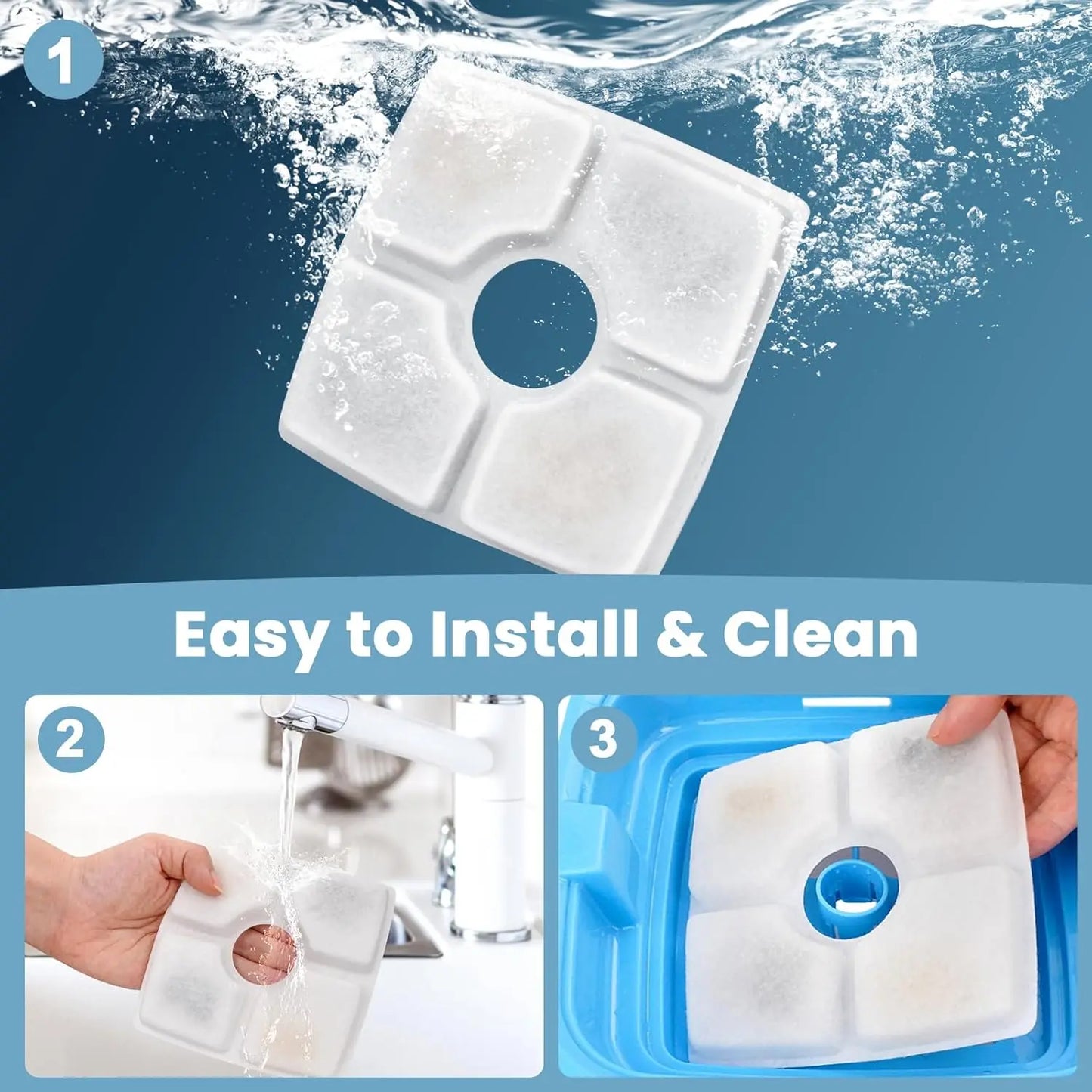 Cat Water Fountain Filter Replacement, 4/8 Pack  Filters Compatible