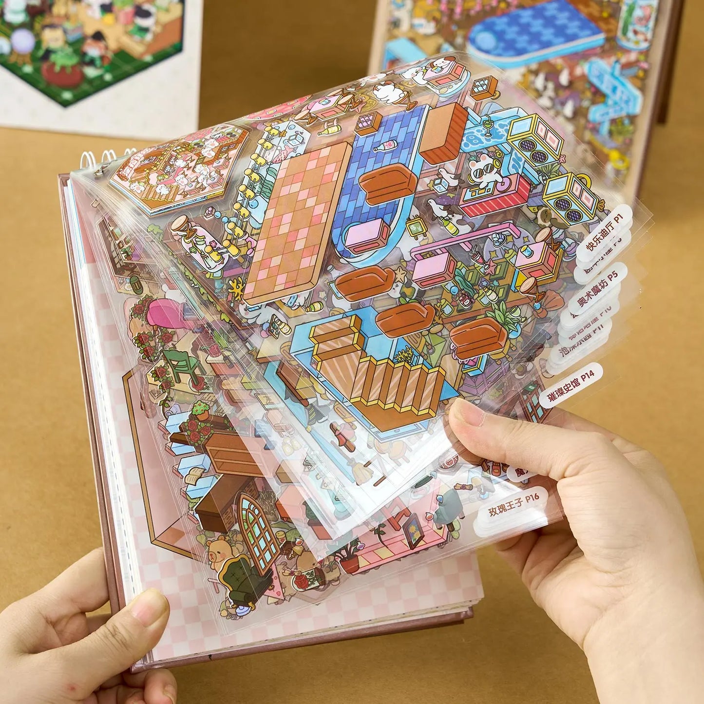 40Pcs 20in1 3D Landscape Stickers Collection Book Album Cartoon Scene