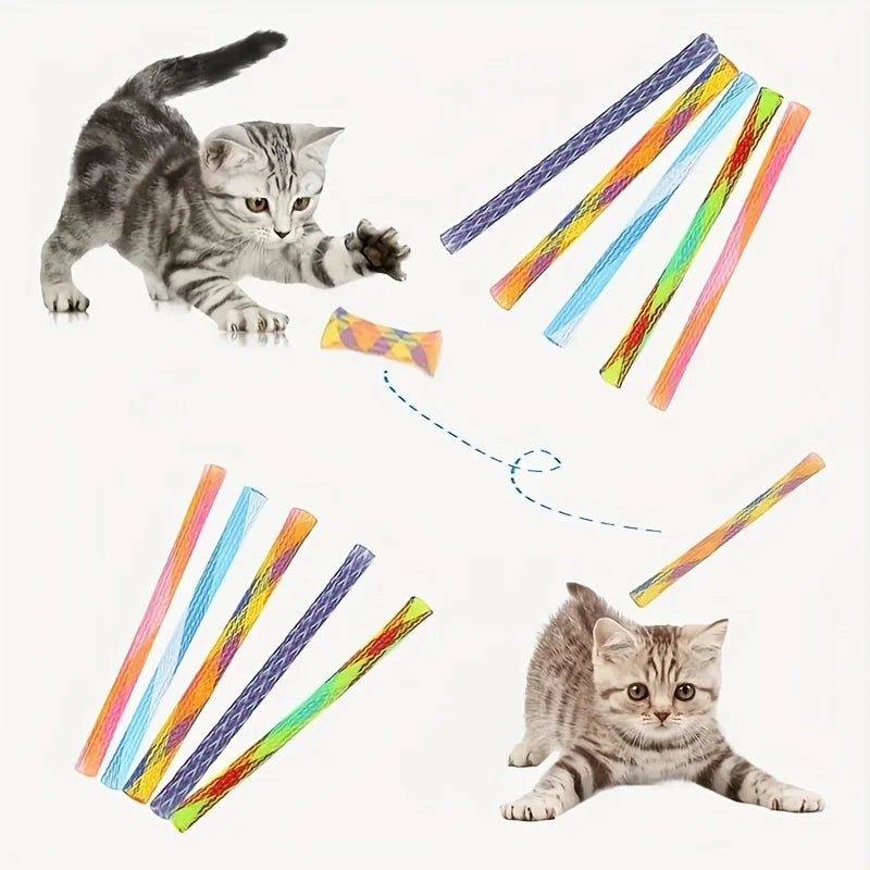 Folding Spring Shaped Toys  Colored Elastic Spring  Interactive Cat