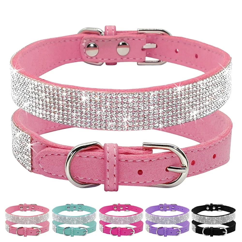 Dog Collar Crystal Glitter Rhinestone Pet Collars Zinc Alloy Buckle