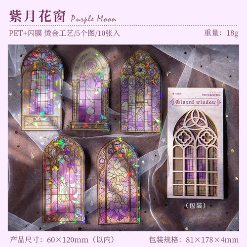 JIANQI 10pcs/pack Flowers Window Stickers Gold Foil Decor Junk Journal