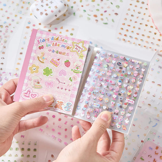 32Pcs Cute Cartoon Small Label PET Stickers, Animal/Fruit Pattern, for