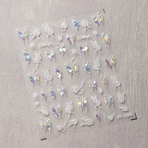 1Pcs 5D Embossed Aurora Butterfly Nail Art Stickers Self Adhesive