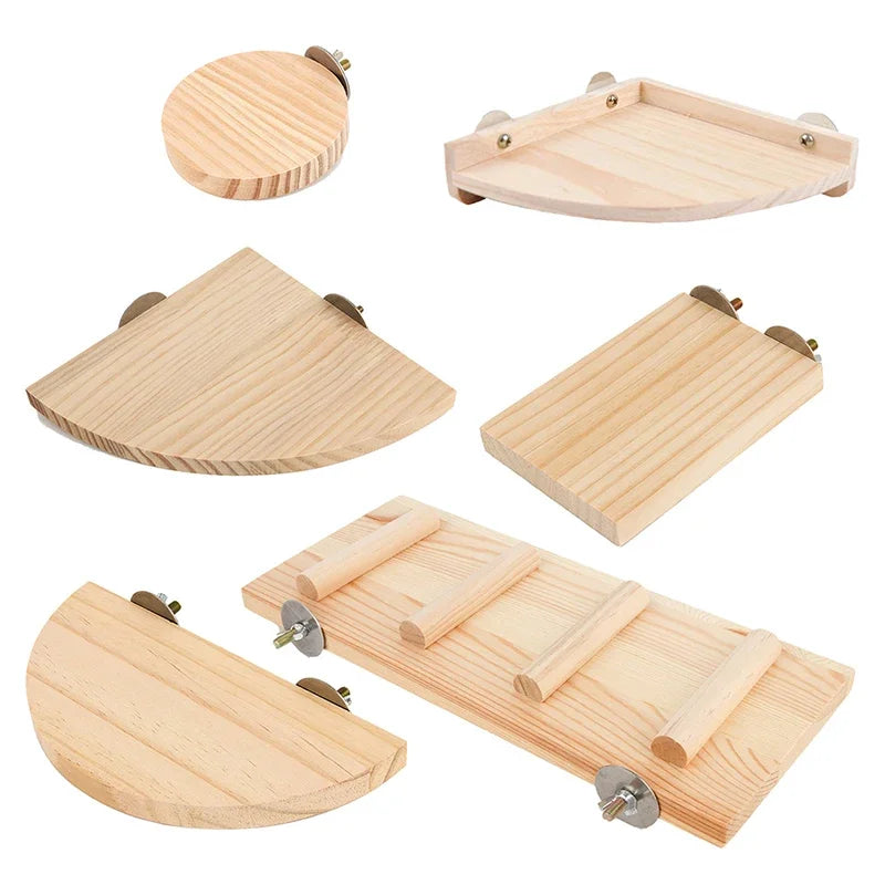 1Pc Pet Bird Parrot Wood Platform Stand Rack Toy Hamster Branch