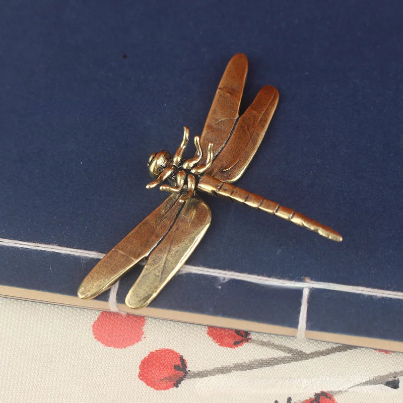 Vintage Brass Dragonfly Figurine - Antique-Style Home & Office Desk