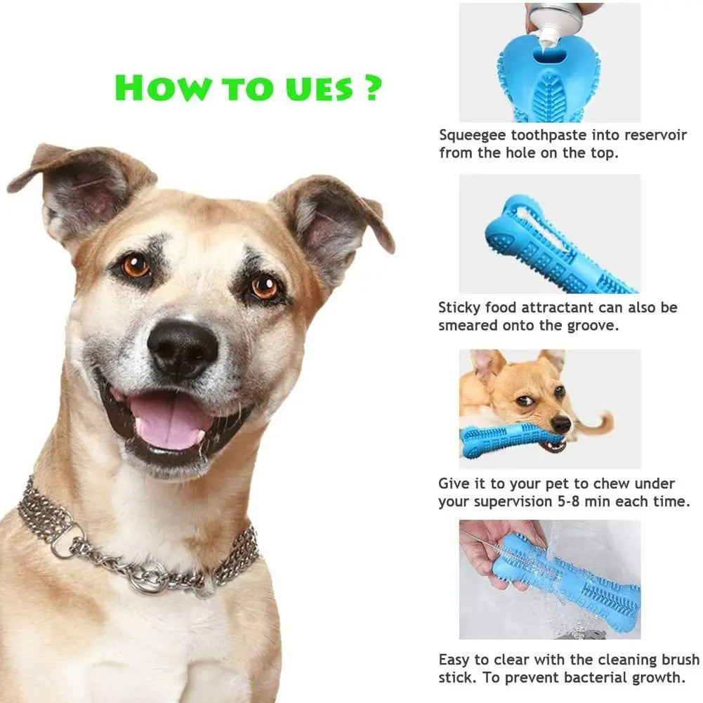 Soft Rubber Dog Toothbrushes Puppy Chew Toys Dog Brush Stick 360