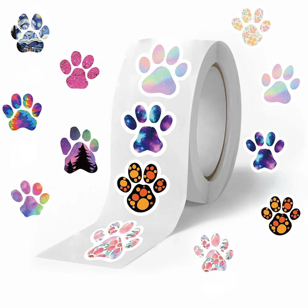 500PCS Puppy Pet Dog Paw Stickers Adorable Puppy Dog Paw Print