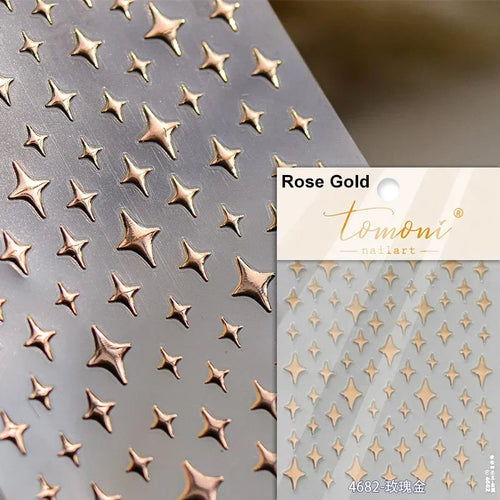 1pcs 5D Relief Kawaii Colorful Star Nail Art Stickers Multi Macaron