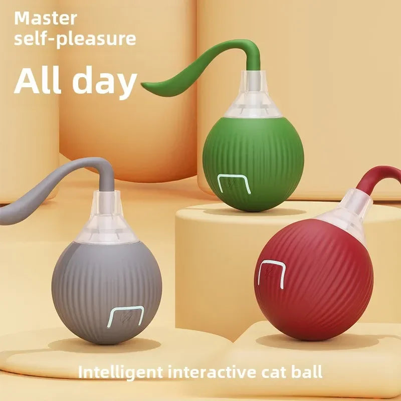 Cat Interactive Ball Toys Automatic Rolling Ball Faux Tail