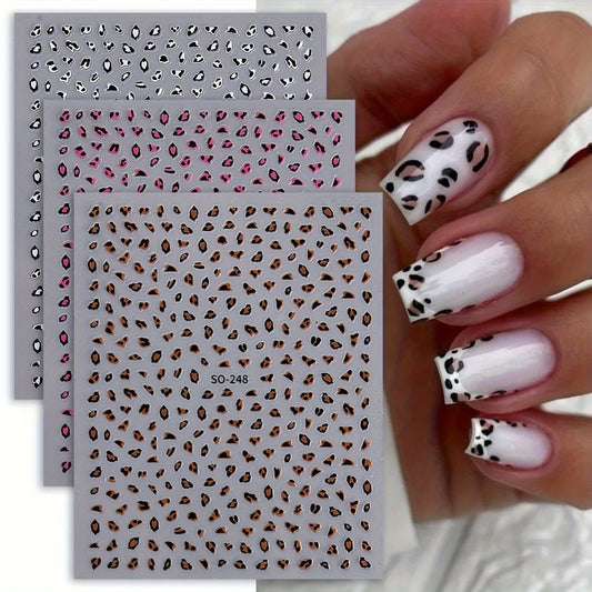 3PCS Meilad leopard print nail stickers, easy to apply for DIY nail