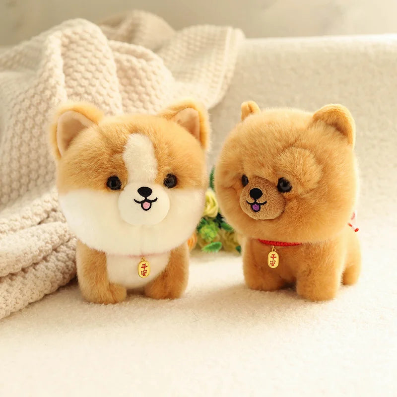 ZU Kawaii Teddy Pets Lifelike Fluffy Puppy Soft Doll Cute Small Chow