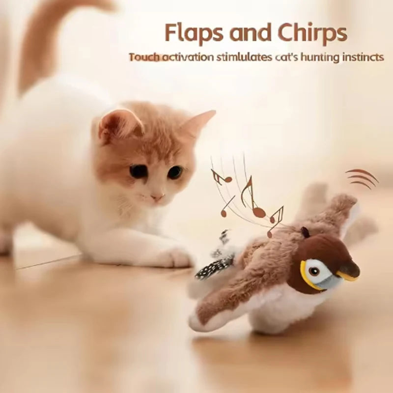 Hot Rechargeable Interactive Simulated Bird Cat Toy Touch Activated