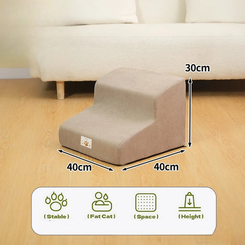 Pet 2/3 Step Stair Dog/Cat Ramp Ladder Memory Foam Sponge Dogs Sofa