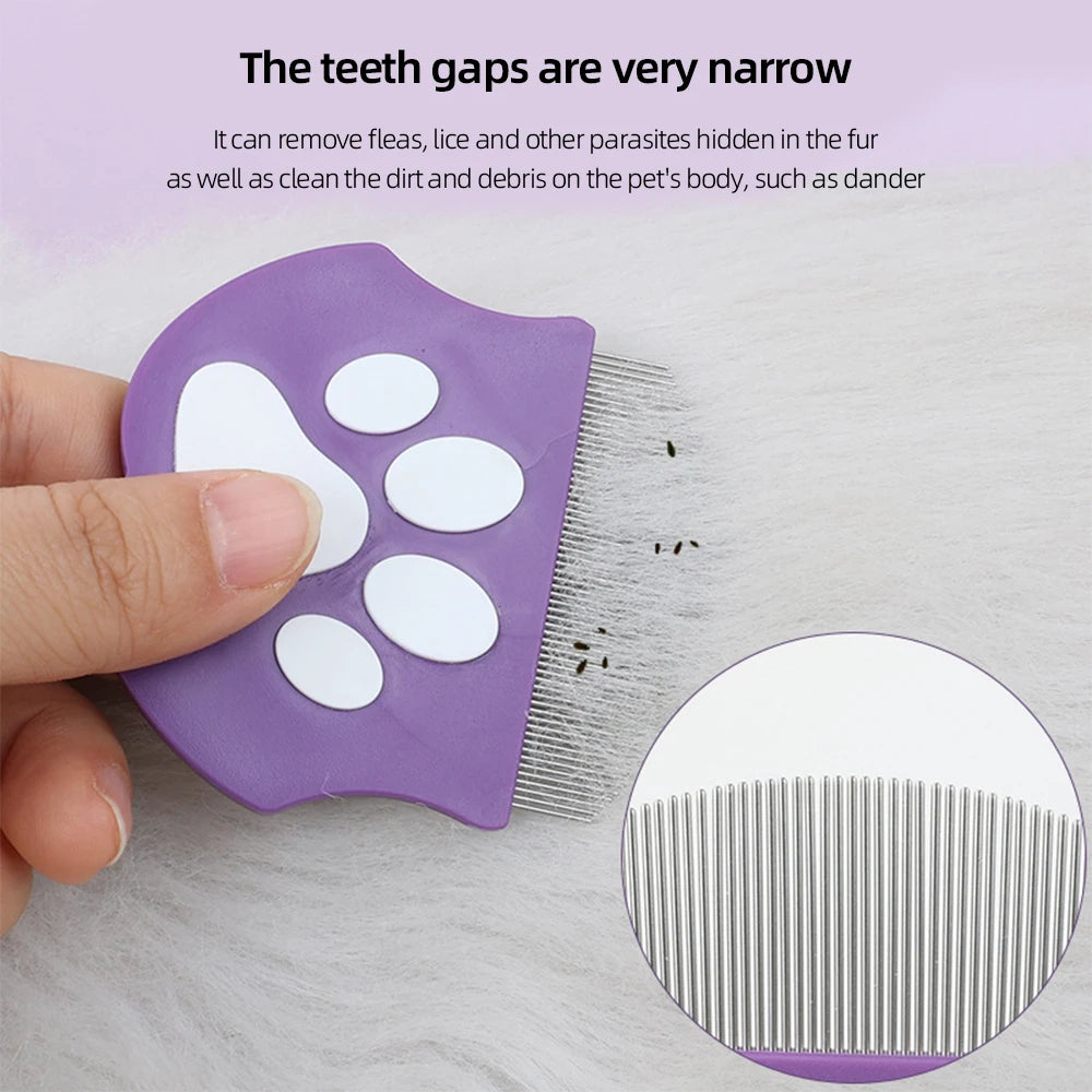 Pet Grooming Comb - Flea Comb for Cats & Dogs, Curved Design for Face