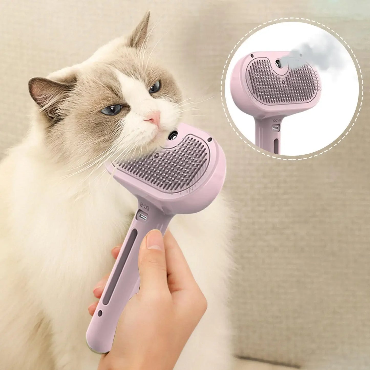 Steamy Dog Brush Electric Spray Cat Hair Brush 3 in1 Dog Steamer Brush