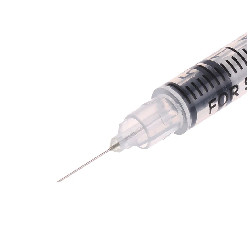 5Pcs 0.3/0.5/1ML Disposable Plastic Veterinary Syringe Orange Cap