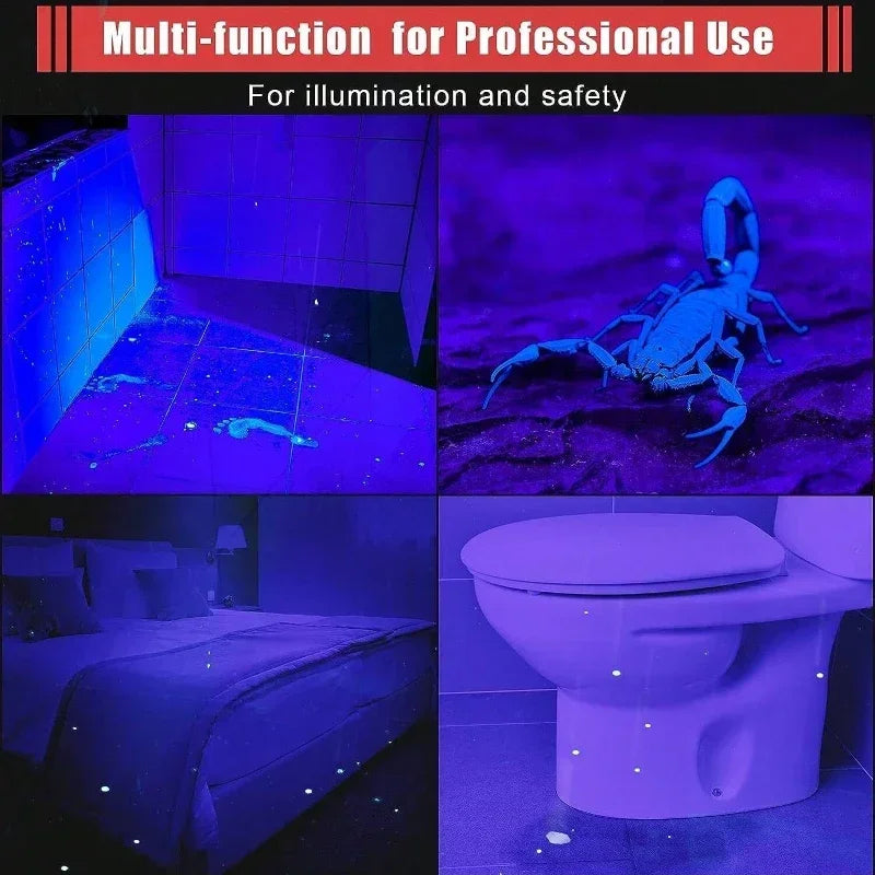 395nm UV Flashlight Ultraviolet Torch With Pen Clip Portable Violet