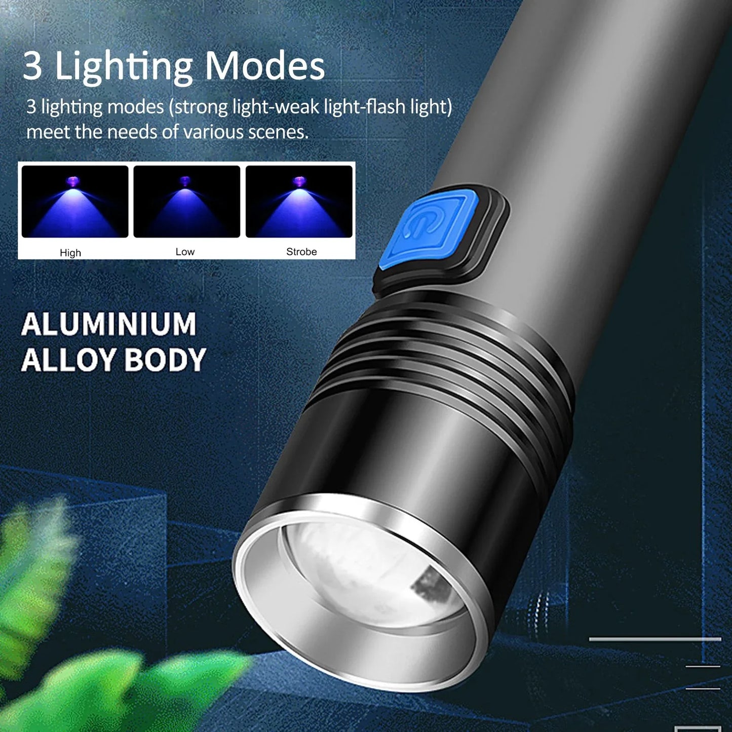 395nm UV Flashlight Blacklight Zoomable USB Rechargeable UV Light