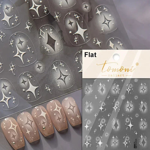 1pcs 5D Relief Kawaii Colorful Star Nail Art Stickers Multi Macaron