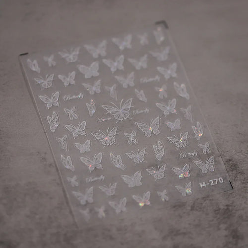 1Pcs 5D Embossed Aurora Butterfly Nail Art Stickers Self Adhesive