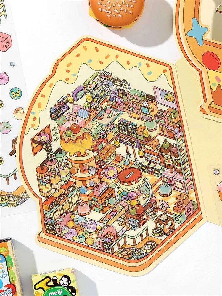 Kawaii Little Corner Starry Sky Music Hall Landscape Sticker DIY