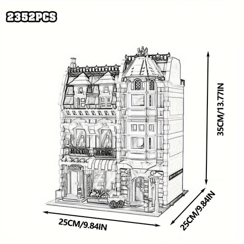 Creative Expert Bricks Bank Cafe Corner MOC Street View City Model