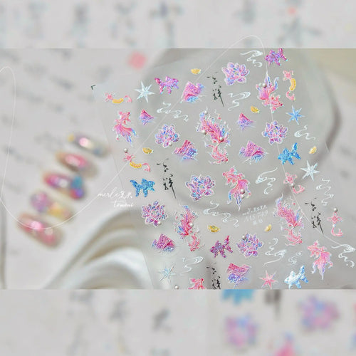 1 piece 5D color crystal star nail stickers high quality love shiny